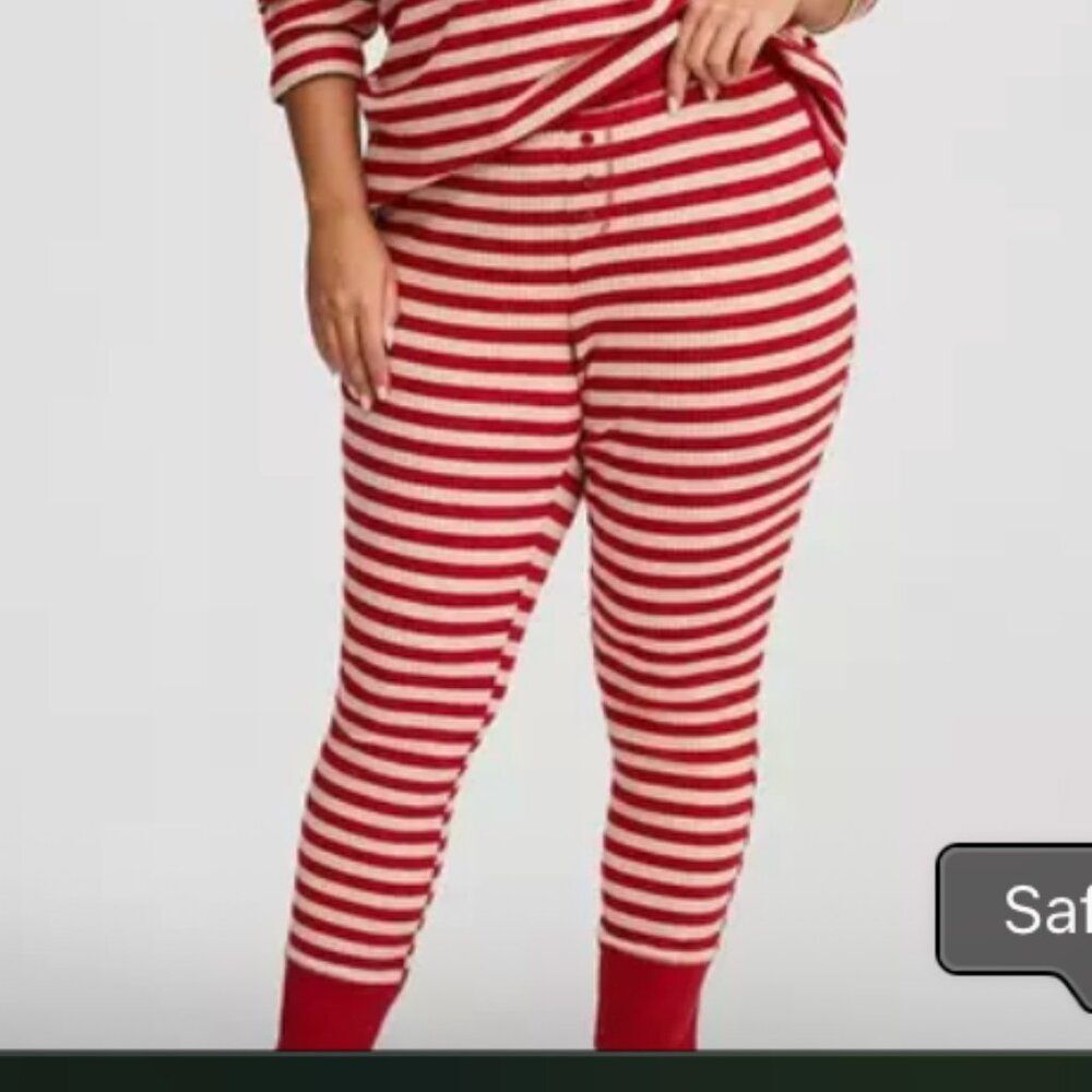 Torrid Full-Length Lounge Legging Red & Oatmeal Striped Size4 EUC
